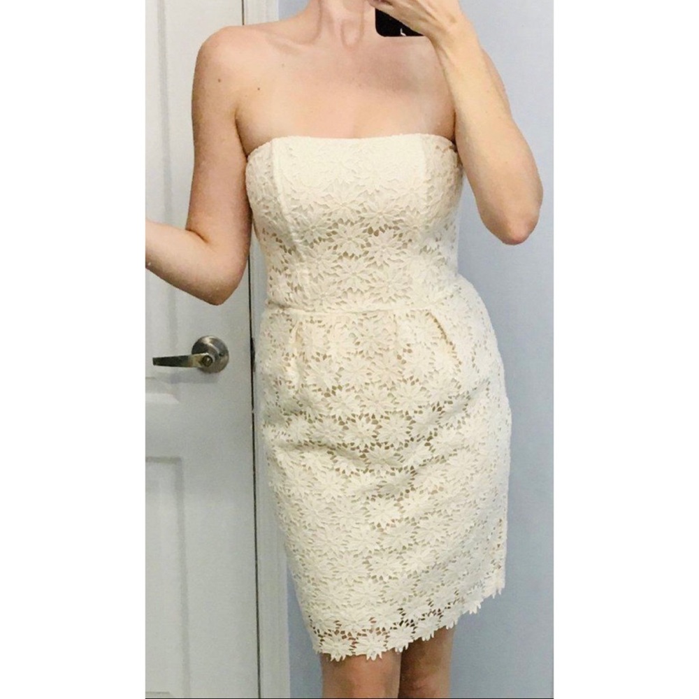 NWT Ricki’s Ivory Strapless Crochet Lace Dress